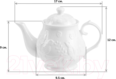 Изображение товара Заварочный чайник Elan Gallery Птички на ветке с сахарницей / 540201+2