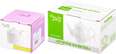 Изображение товара Заварочный чайник Elan Gallery Птички на ветке с сахарницей / 540201+2