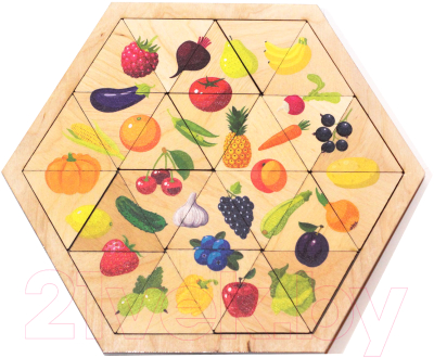 Развивающая игра Десятое королевство Овощи, фрукты, ягоды. Занимательные треугольники / 00778