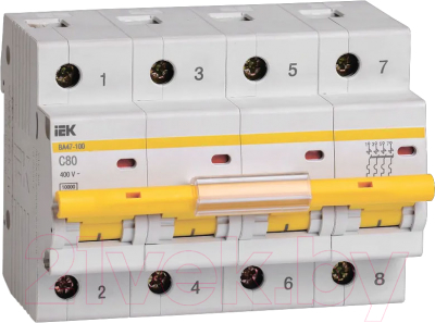Выключатель автоматический IEK ВА 47-100 80А 4P 10кА С / MVA40-4-080-C