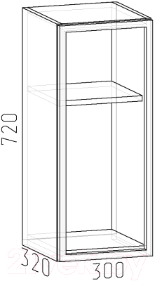 Шкаф навесной для кухни Интермебель Микс Топ ШН 720-6-300 30см (с витриной)