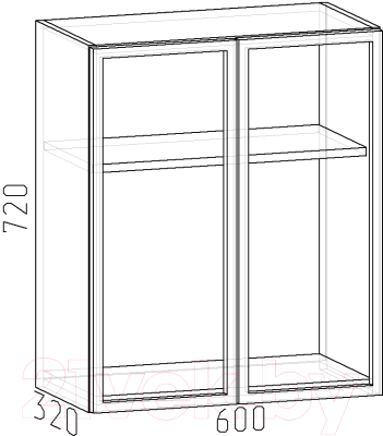 Шкаф навесной для кухни Интермебель Микс Топ ШН 720-9-600 60см (с витриной)