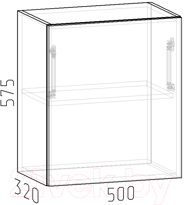 Шкаф навесной для кухни Интермебель Микс Топ ШН 575-8-500 50см