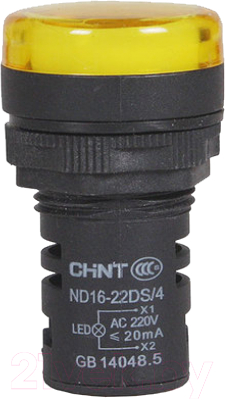 Лампа сигнальная Chint ND16-22D/2 AC/DC 230В (R) / 593076 (желтый)