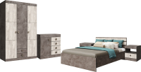 Комплект мебели для спальни Мебель-КМК Лондон 0914 (оникс/бетон светлый) - 