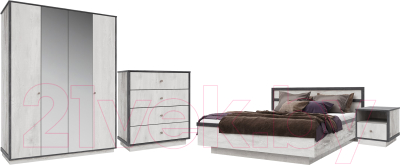 Комплект мебели для спальни Мебель-КМК Тиффани 0916 (бетон пайн светлый/дуб шато)