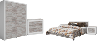 Комплект мебели для спальни Мебель-КМК Эстель 0912 (сосна натуральная/белая/MDP19 дуб полярный) - 