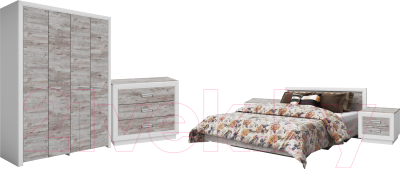 Комплект мебели для спальни Мебель-КМК Эстель 0912 (сосна натуральная/белая/MDP19 дуб полярный)