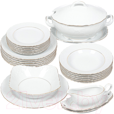 Набор столовой посуды Cmielow i Chodziez Rococo / 3604-1026035 (золотая линия)
