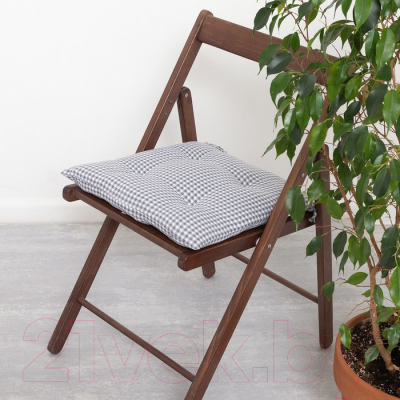 Подушка на стул Этель Клеточка / 7810959 (40x40, серый)