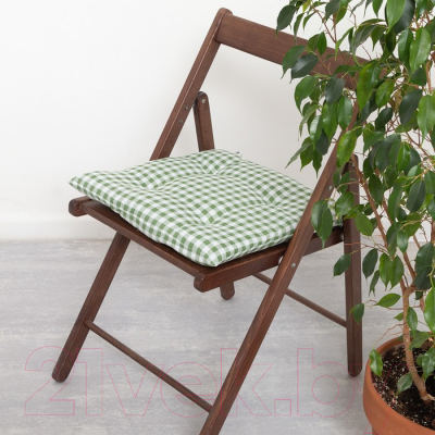 Подушка на стул Этель Клетка / 7810955 (40x40, зеленый)