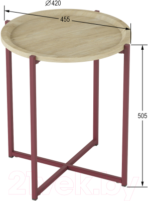 Журнальный столик Калифорния мебель Бьерн (дуб санремо/бордовый)