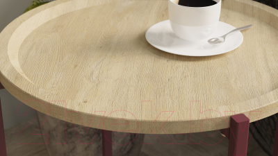 Журнальный столик Калифорния мебель Бьерн (дуб санремо/бордовый)