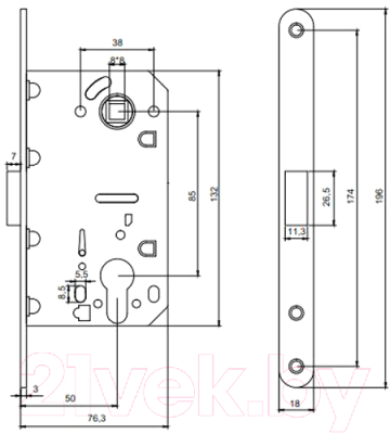 Замок врезной Code Deco 5300-MC-AB