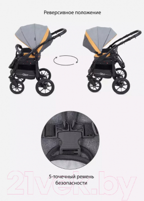 Детская универсальная коляска Rant Patio 2 в 1 / Patio02 (02/серый/желтый)