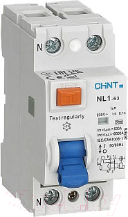 Устройство защитного отключения Chint NL1-100 2P 63А 100мА тип AC 10кА S / 200420
