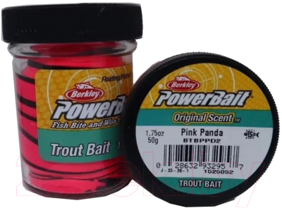 Прикормка рыболовная Berkley Fishing PowerBait Trout Bait Swirls Pink Panda / 1525052 (50г)