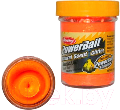 Прикормка рыболовная Berkley Fishing PowerBait Natural Scent Garlic Fluo Orange / 1290574 (50г)