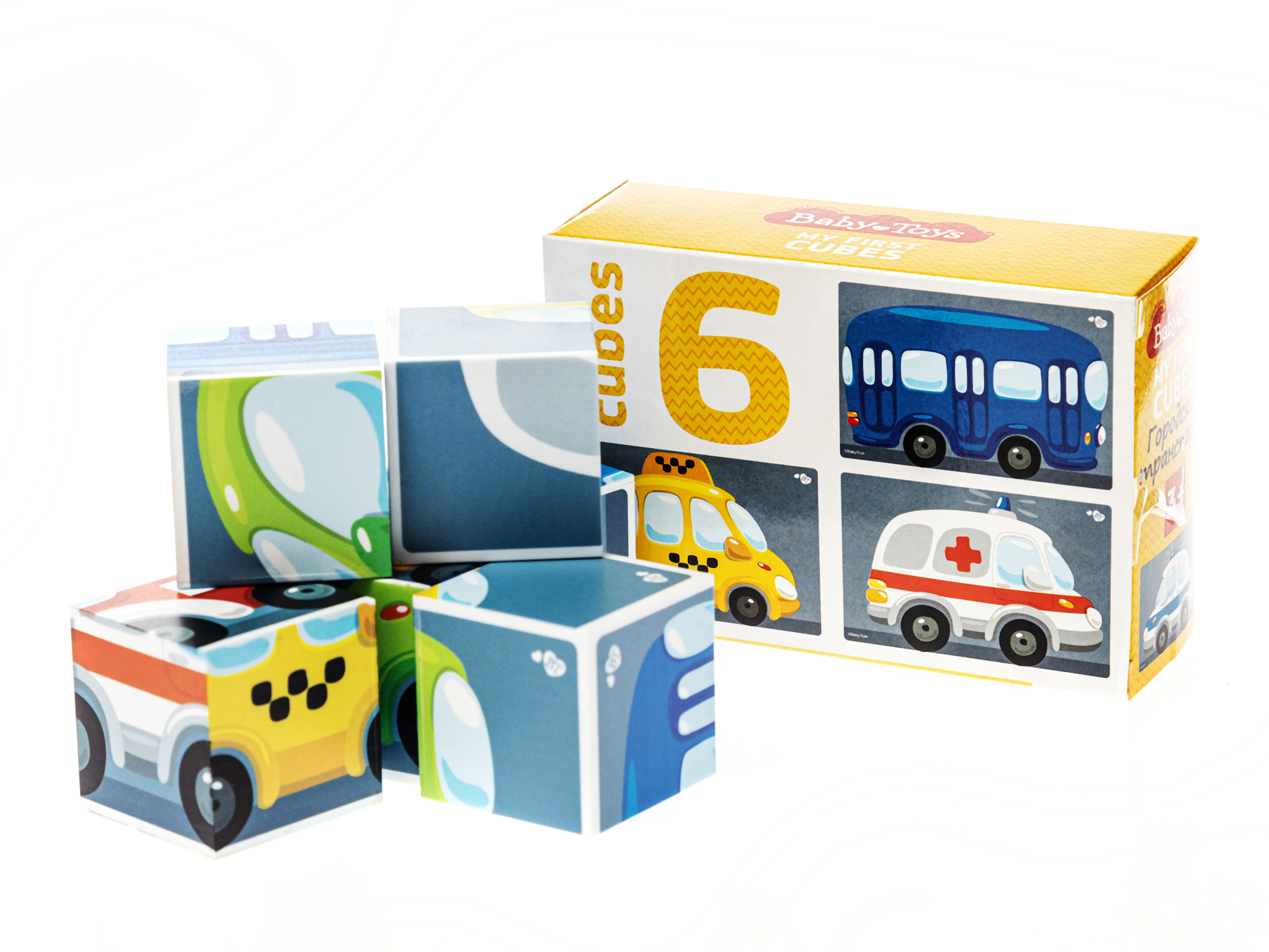 Развивающий игровой набор Baby Toys Кубики Городской транспорт / 03547 — фото 5