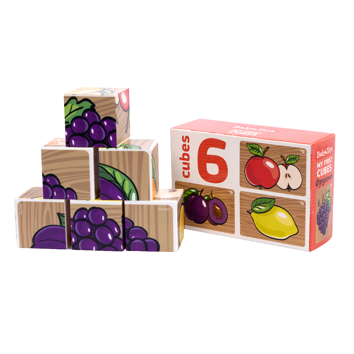 Развивающий игровой набор Baby Toys Кубики Фрукты / 03546 — фото 6