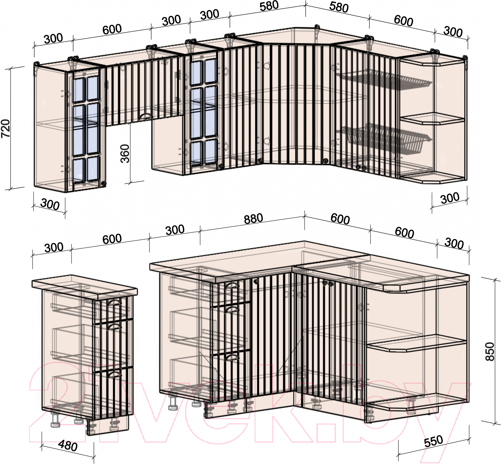 Готовая кухня Интерлиния Берес 1.5x2.1 правая