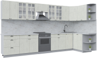 Кухонный гарнитур Интерлиния Берес 1.5x3.8 правая (дуб снежный/серый каспий) - 