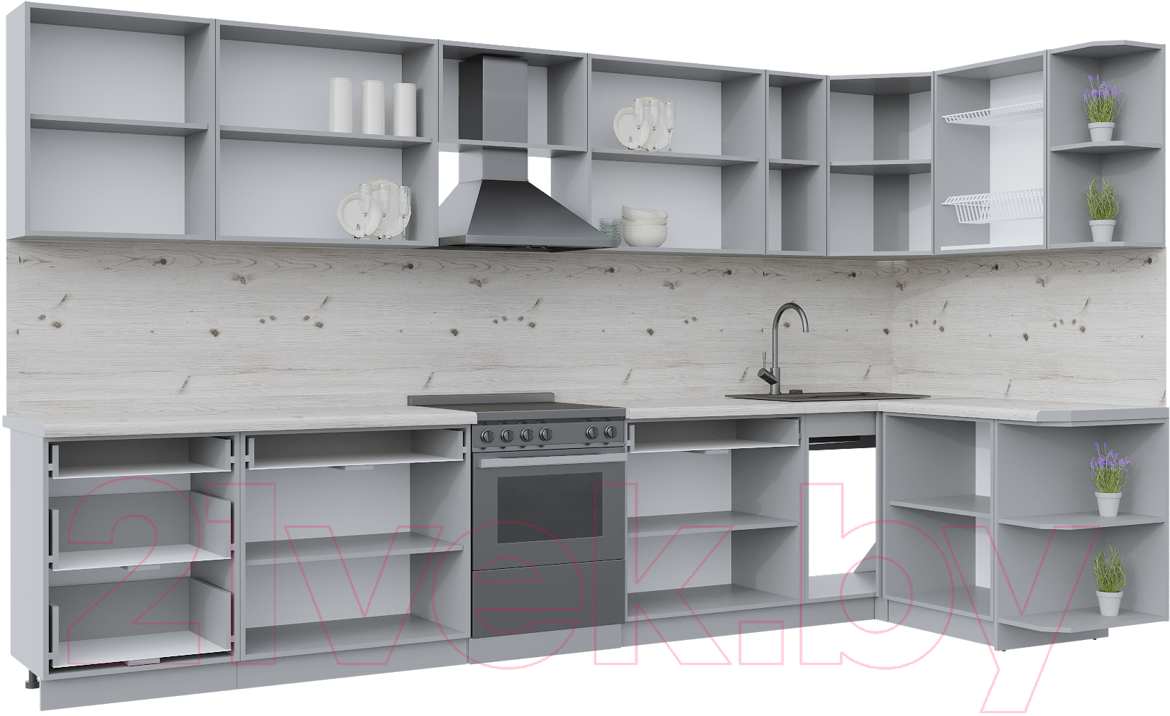 Готовая кухня Интерлиния Берес 1.5x3.7 правая