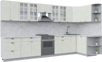 Кухонный гарнитур Интерлиния Берес 1.5x3.7 правая (дуб снежный/серый каспий) - 