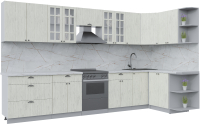Кухонный гарнитур Интерлиния Берес 1.5x3.6 правая (дуб снежный/серый каспий) - 