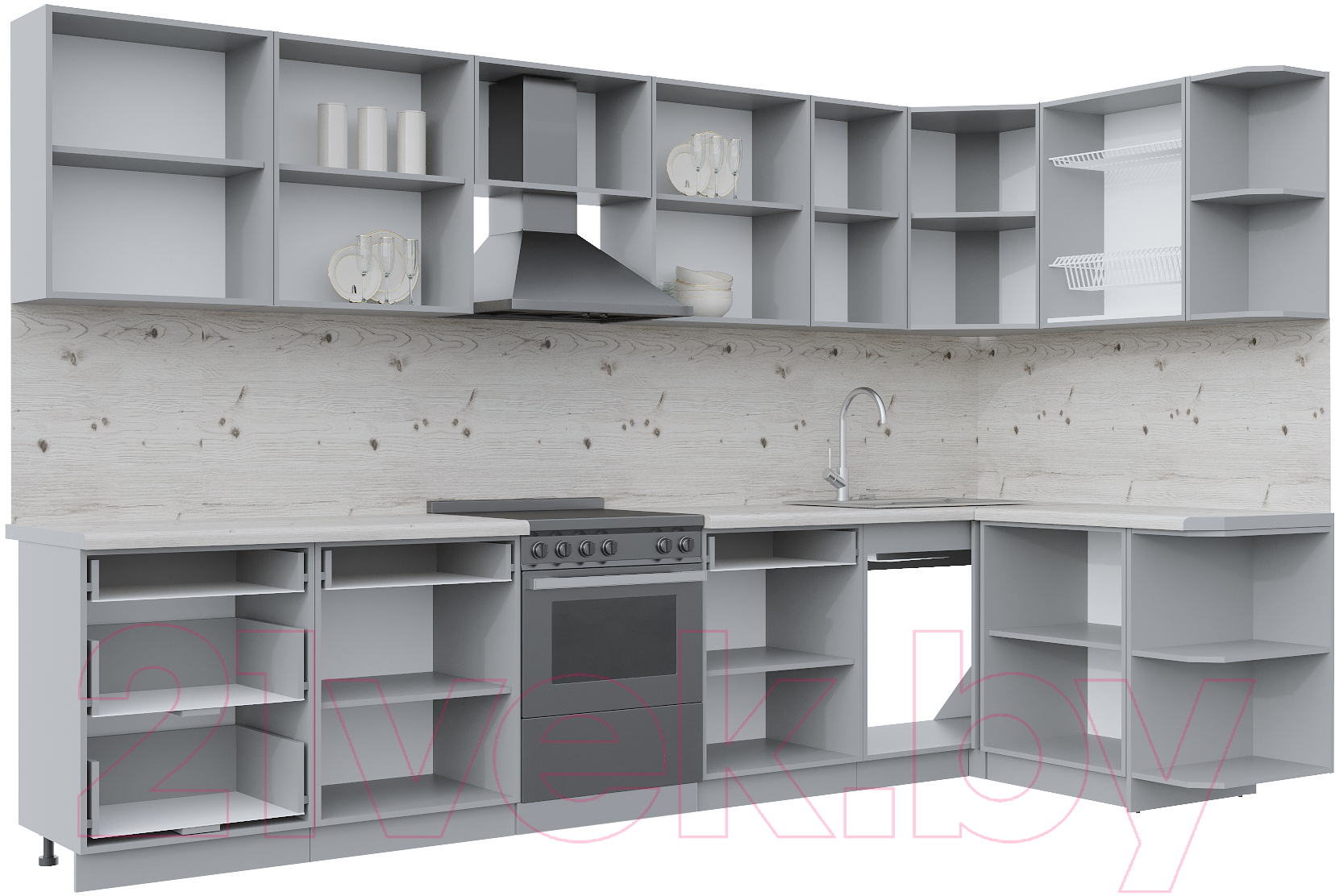 Готовая кухня Интерлиния Берес 1.5x3.4 правая