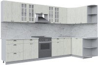 Кухонный гарнитур Интерлиния Берес 1.5x3.4 правая (дуб снежный/серый каспий) - 