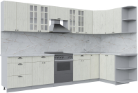 Кухонный гарнитур Интерлиния Берес 1.5x3.3 правая (дуб снежный/серый каспий) - 