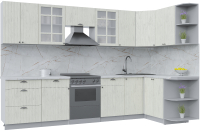Кухонный гарнитур Интерлиния Берес 1.5x3.2 правая (дуб снежный/серый каспий) - 
