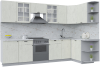 Кухонный гарнитур Интерлиния Берес 1.5x3.1 правая (дуб снежный/серый каспий) - 