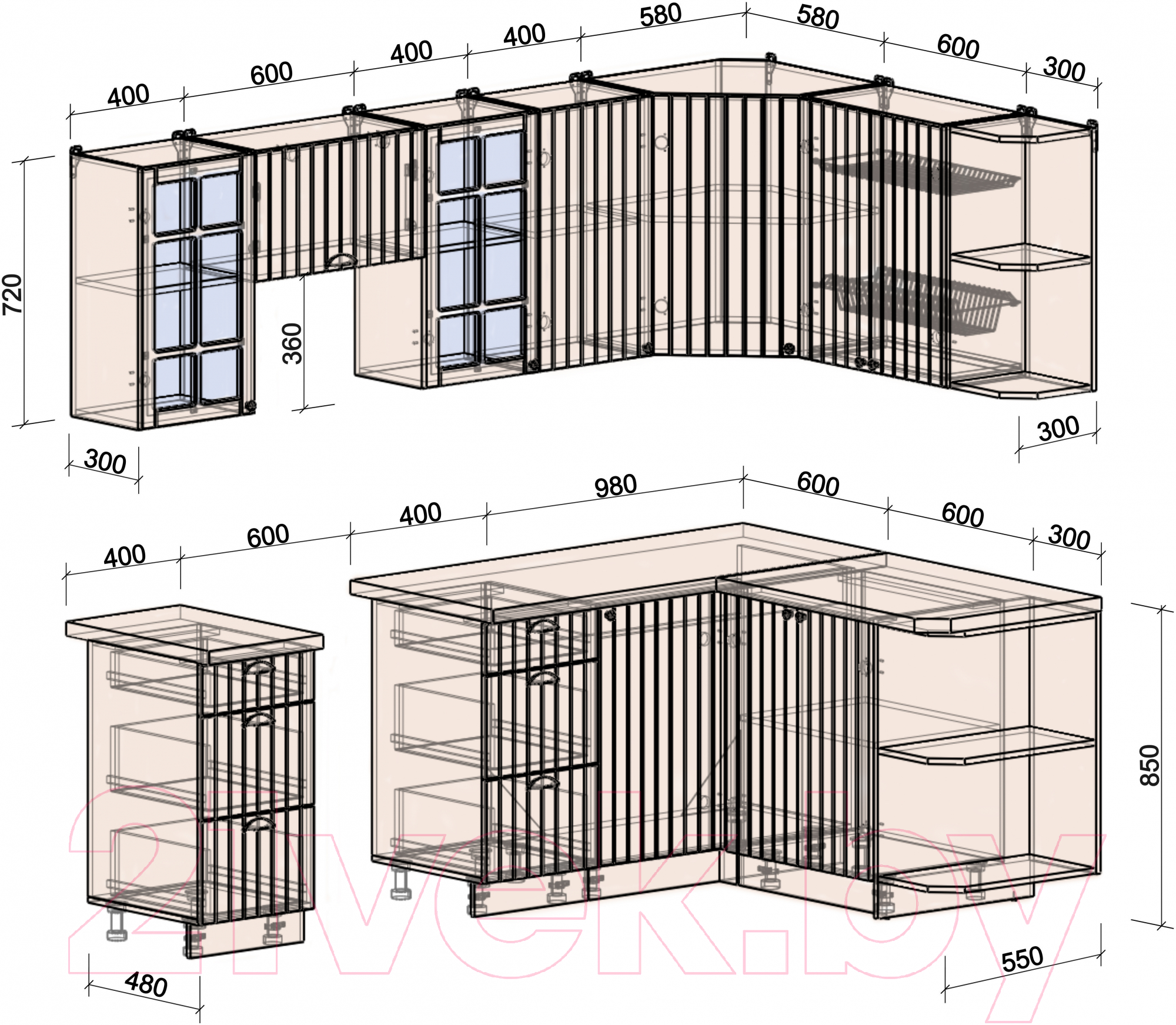 Готовая кухня Интерлиния Берес 1.5x2.4 правая