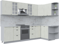 Кухонный гарнитур Интерлиния Берес 1.5x2.9 правая (дуб снежный/серый каспий) - 