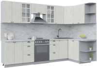 Кухонный гарнитур Интерлиния Берес 1.5x3.0 правая (дуб снежный/серый каспий) - 