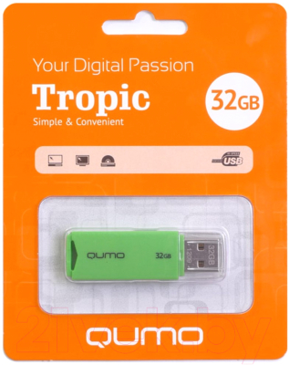 Usb flash накопитель Qumo 32GB / QM32GUD-TRP-Green