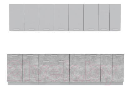 Готовая кухня Интерлиния Мила Лайт 3.0 без столешницы (серебристый/бетон)