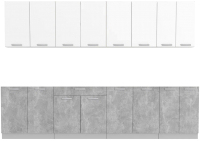 Кухонный гарнитур Интерлиния Мила Лайт 3.0 без столешницы (белый платинум/бетон) - 
