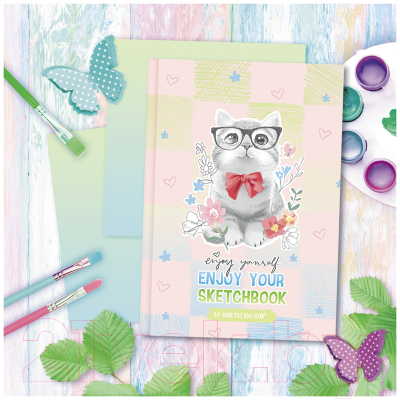 Изображение товара Скетчбук BG Котик с бантиком / С5т80_лм 10036 (80л)