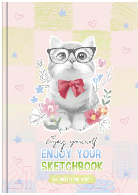 Изображение товара Скетчбук BG Котик с бантиком / С5т80_лм 10036 (80л)