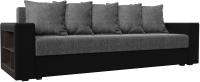 Мягкая мебель Лига Диванов Дубай лайт полки слева / 114332L (рогожка серый/экокожа черный) - 