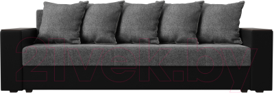 Мягкая мебель Лига Диванов Дубай лайт полки слева / 114332L (рогожка серый/экокожа черный)