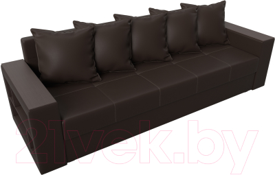 Мягкая мебель Лига Диванов Дубай лайт полки слева / 114335L (экокожа коричневый)