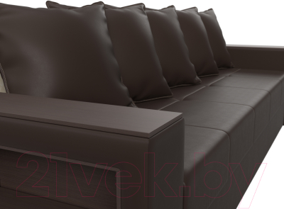 Мягкая мебель Лига Диванов Дубай лайт полки слева / 114335L (экокожа коричневый)