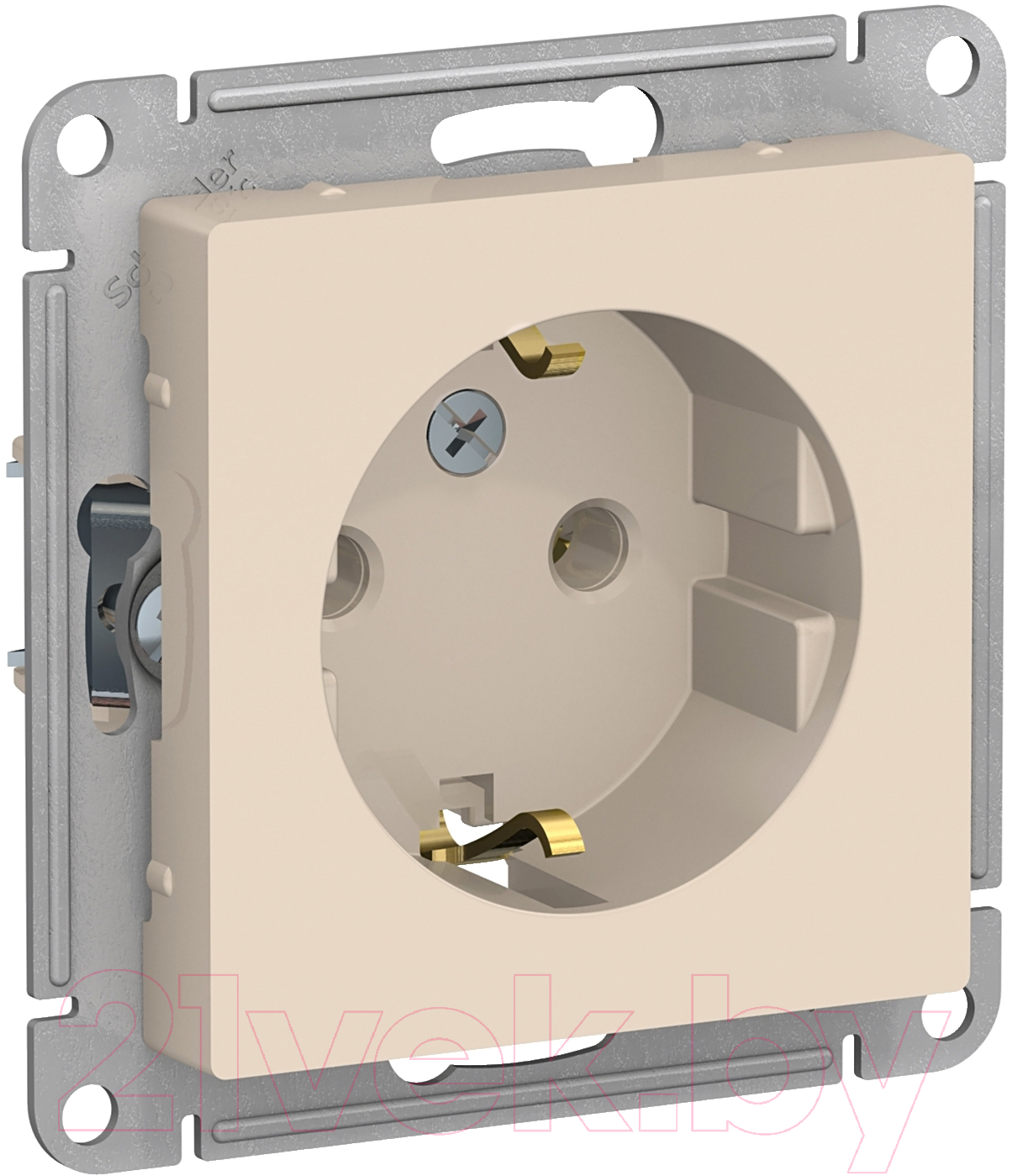 Розетка Systeme (Schneider) Electric AtlasDesign ATN000243 с заземлением (бежевый) — фото 1
