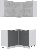 Кухонный гарнитур Интерлиния Мила Лайт 1.2x1.2 без столешницы (бетон/антрацит) - 