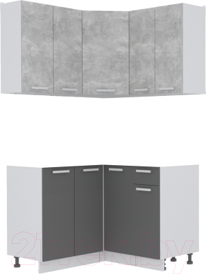 Готовая кухня Интерлиния Мила Лайт 1.2x1.2 без столешницы (бетон/антрацит)