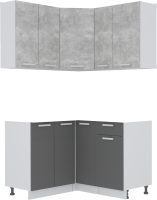 Готовая кухня Интерлиния Мила Лайт 1.2x1.3 без столешницы (бетон/антрацит) - 
